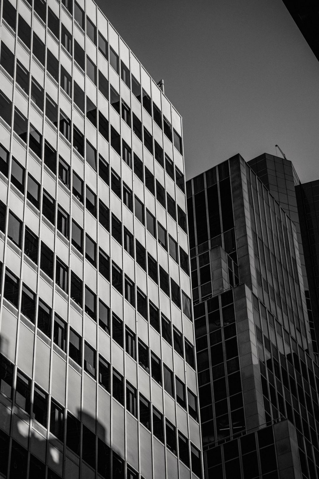 Modern glass office buildings in a global financial district